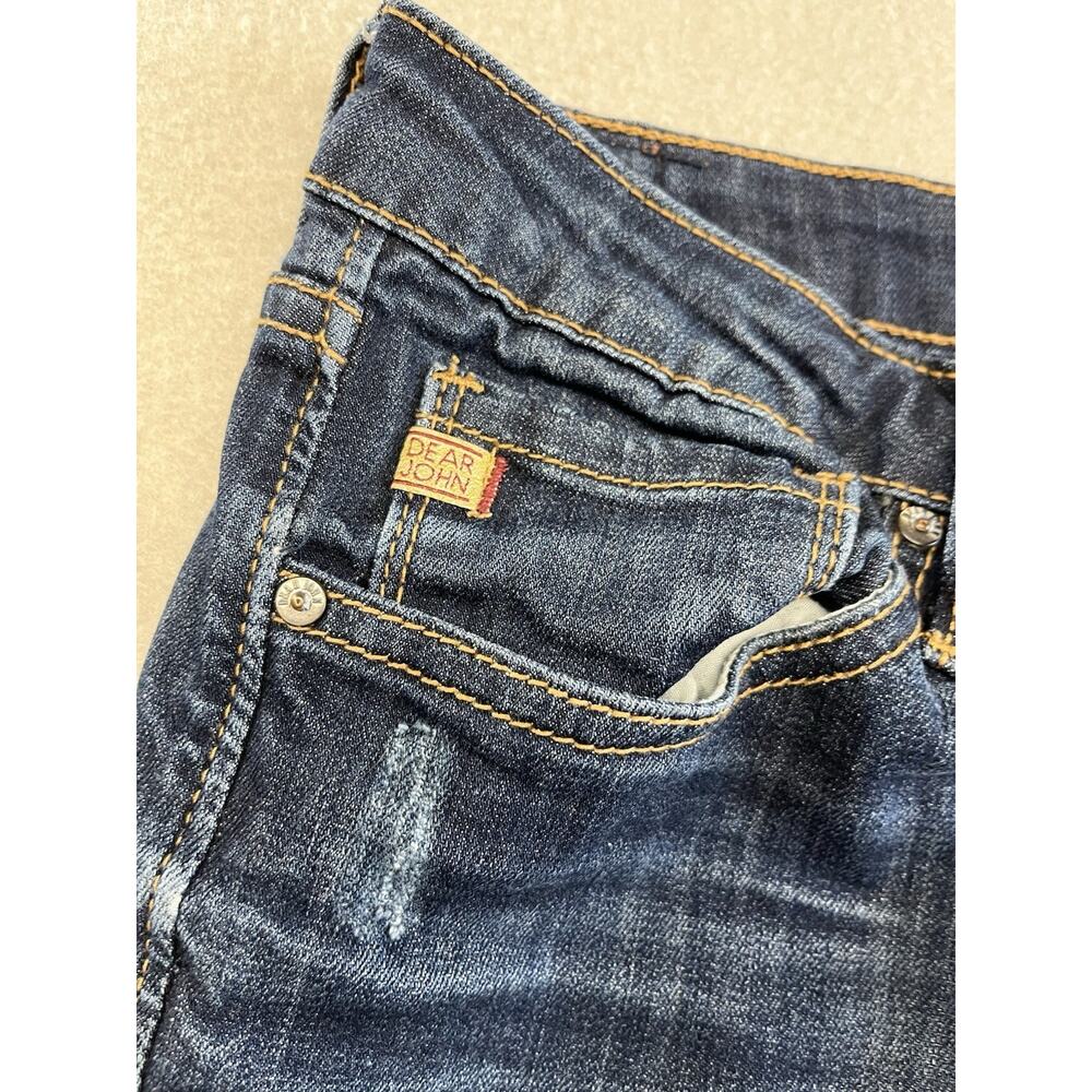 DEAR JOHN Playback Jeans Womens 29P Blue Petite Straight Dark Wash Mid Rise - Picture 3 of 8